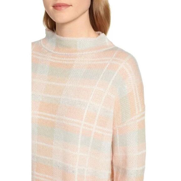 Lou & Grey Plaid Wool Alpaca Blend Sweater Beige Pink Neutral Academia Tunic Med - Picture 4 of 16
